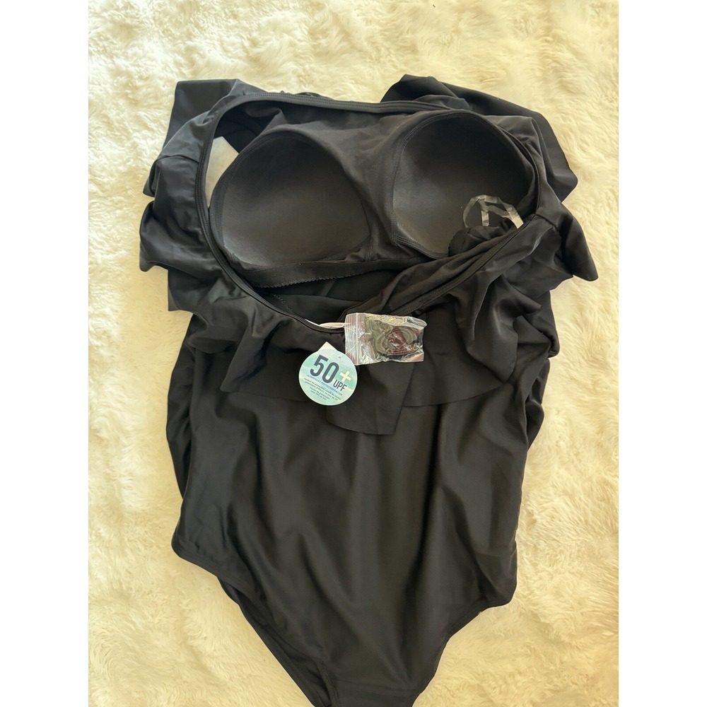 Beach Bump Ruffle Front one Shoulder UPF 50+ Swimsuit Motherhood Maternity Large - Picture 9 of 9